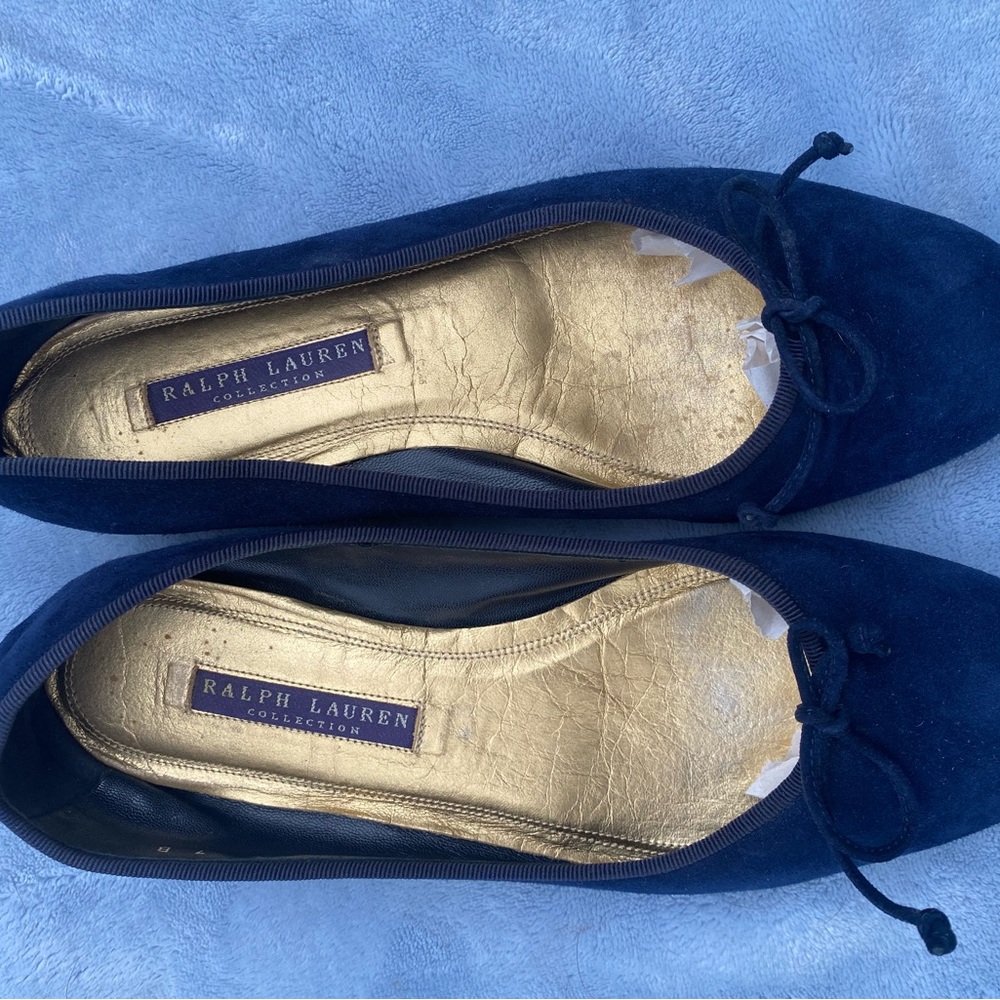 Blue velvet RL flats